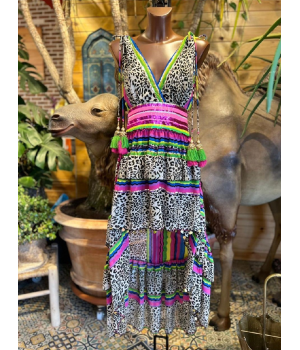 VESTIDO GEORGET ASIMETRICO C/FLUOR